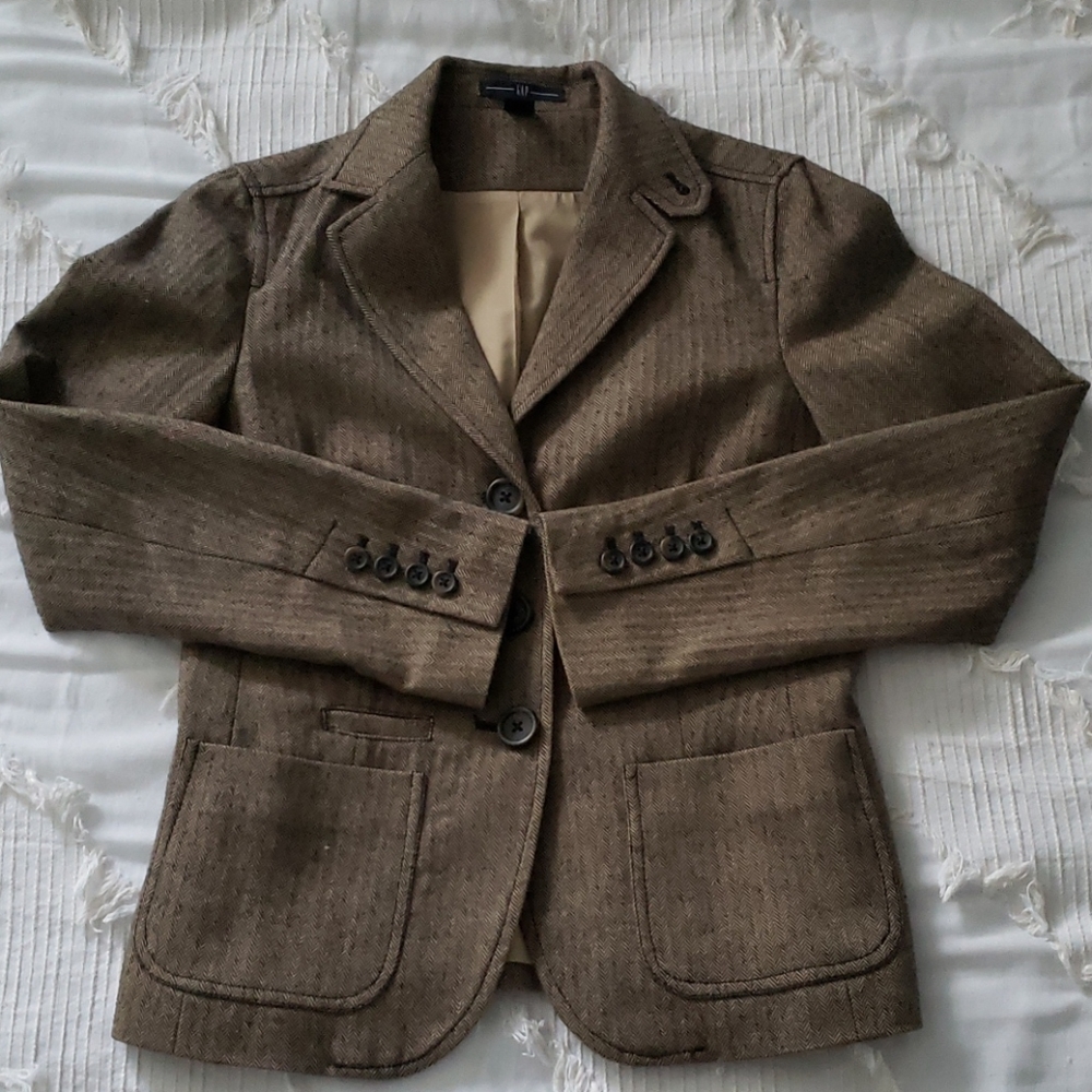 GAP Tan Women's Blazer with Button Detail